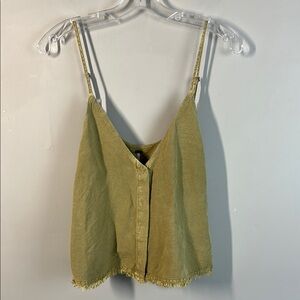NWT Young Fabulous & Broke Rehan Linen Blend Swing Fringe Cropped Tank Size L